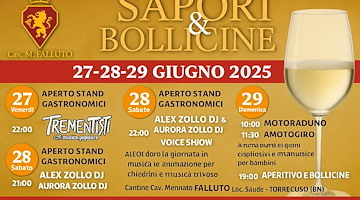 Benevento, dal 27 al 29 giugno torna “Sapori e Bollicine” all’Azienda Falluto: tre giorni di gusto, musica e convivialità