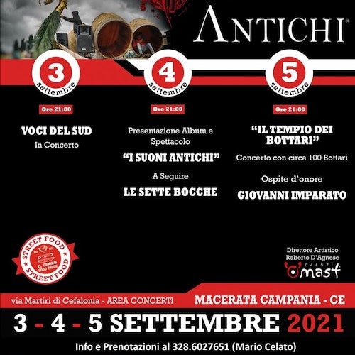 Caserta, a Macerata Campania oltre cento bottari per il Festival dei Suoni Antichi dal 3 al 5 settembre 2021