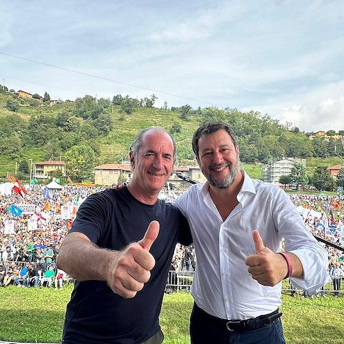 Matteo Salvini e Luca Zaia a Pontida<br />&copy; pagina FB Matteo Salvini