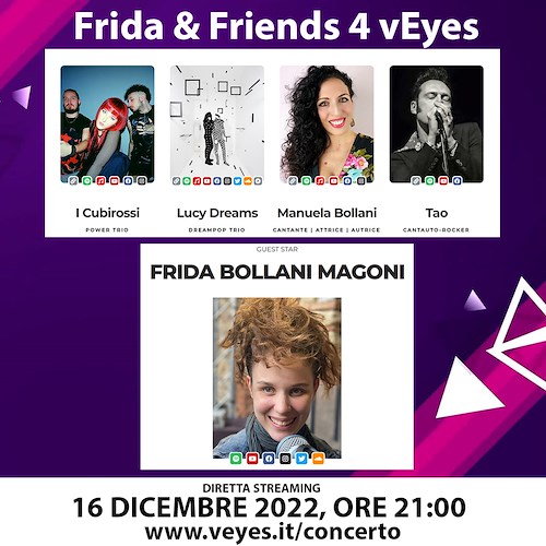 Frida and friends 4 vEyes venerdì 16 dicembre in diretta streaming un’iniziativa di Frida Bollani Magoni