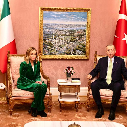 La premier Giorgia Meloni con il presidente turco, Erdogan<br />&copy; Sito istituzionale Governo italiano