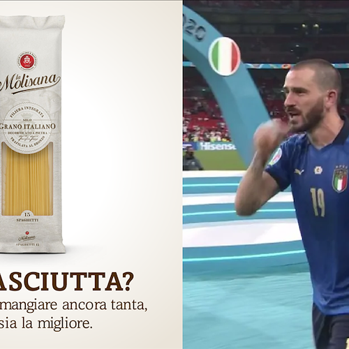 La nuova pubblicità de La Molisana si ispira allo sfottò di Bonucci: "Ne dovete mangiare ancora di pastasciutta"