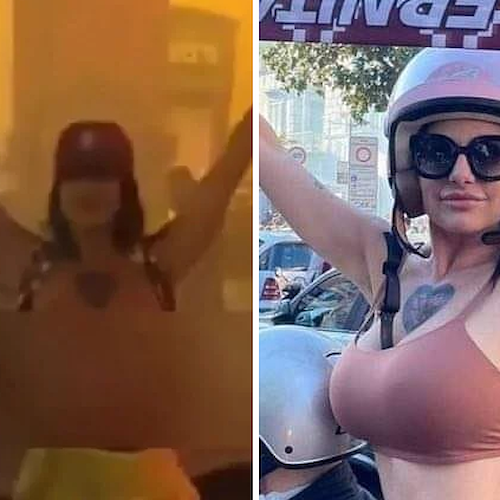 La Salernitana resta in A, Priscilla Salerno festeggia a seno nudo in via Roma 