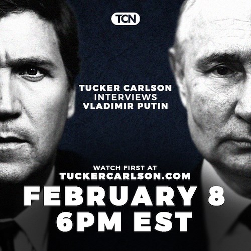 Carlson e Putin<br />&copy; pagina FB Carlson