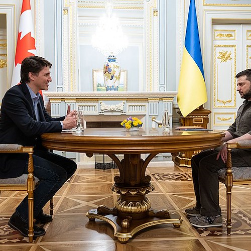 Zelensky, presidente ucraino con il presidente canadese, Trudeau<br />&copy; Commons Wikimedia